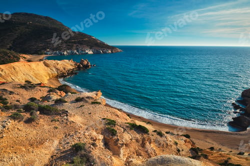Preview: Agios Ioannis beach on sunset. Milos island, Greece