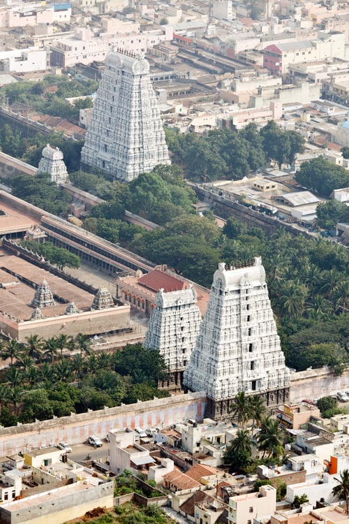 Preview: Arunachaleswar Temple, Tiruvannamalai, Tamil Nadu, India. Aerial
