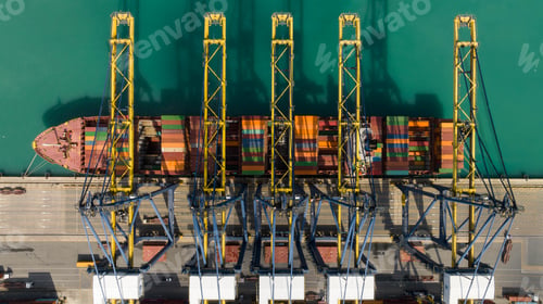 Preview: Aerial view container cargo ship maritime freight shipping by container cargo ship, Global business.