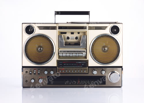 Preview: Stylish retro boombox on white