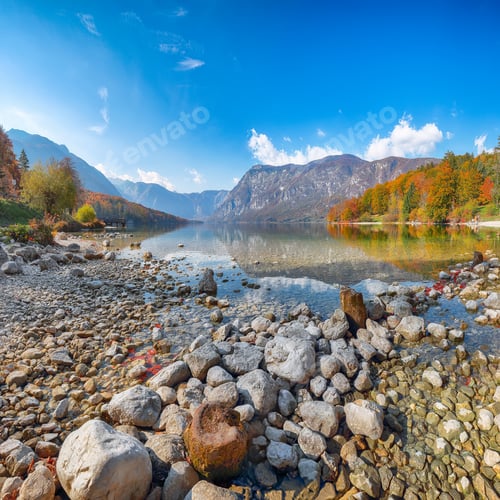 Preview: Fabulous view of Bohinj Lake at autumn time