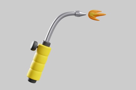 Preview: Yellow blowtorch with flame detail