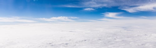 Preview: panoramic shot of blue sky with clouds in rome, italy