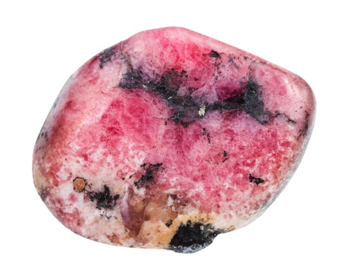 Preview: polished pink rhodonite gemstone isolated