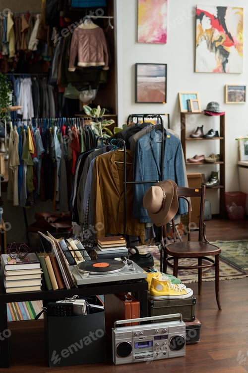 Preview: Set of outdated things in thrift shop