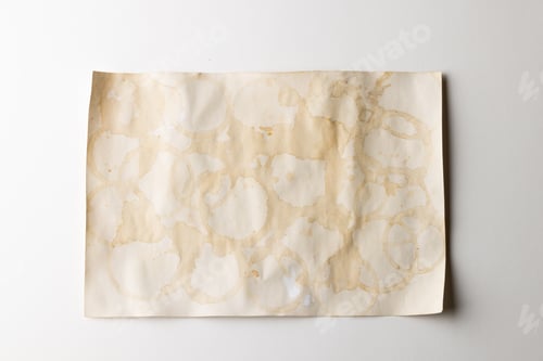 Visualização: Pedaço de papel manchado de branco com espaço de cópia em fundo branco