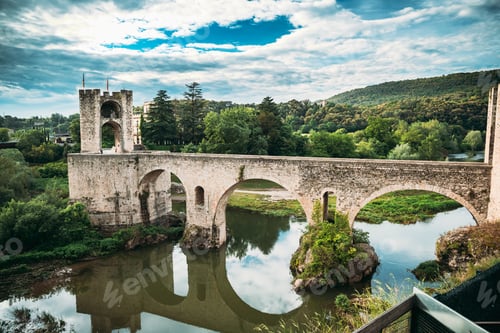 Preview: Besalu, Girona, Catalonia, Spain. Famous Landmark Old Medieval R