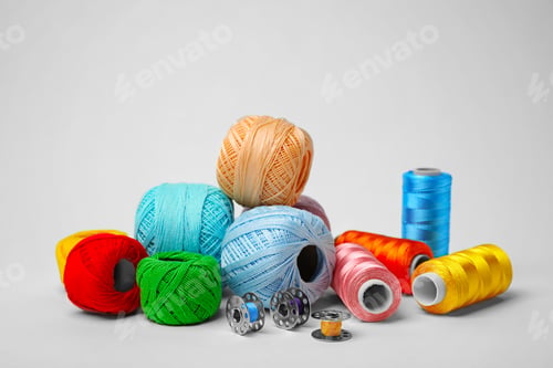 Preview: Color sewing threads on white background