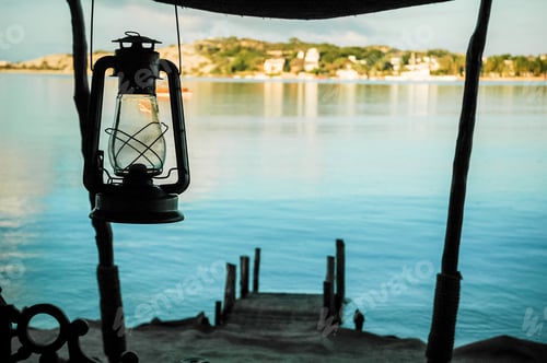 Preview: Lamp on the background of the sea and the coastline in Lamu Kenya Africa