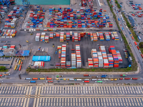 Preview: container cargo ship in the export and import business and logistics. Shipping to the harbor