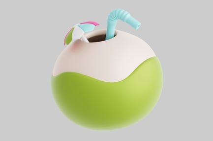 Preview: Stylized coconut with straw