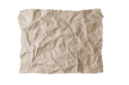Preview: Brown Crumpled Sheet Of Paper With Torn Edge Isolated On White Background.