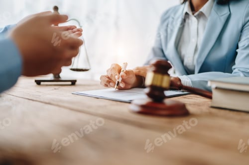 Preview: african american attorney, lawyers discussing contract or business agreement at law firm office, Bus