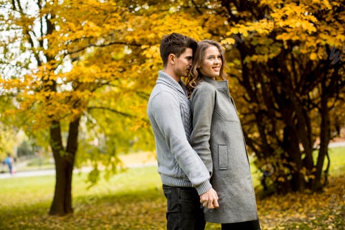 Preview: Young couple in the autumn park