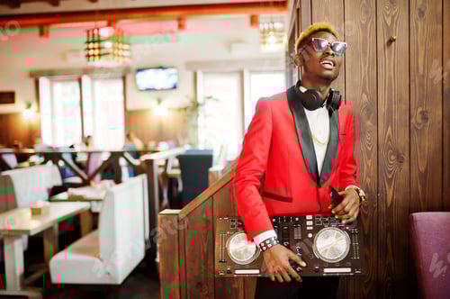 Preview: Fashion african american man model at red suit