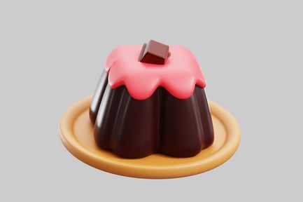 Preview: Chocolate dessert with pink topping and chocolate chunk