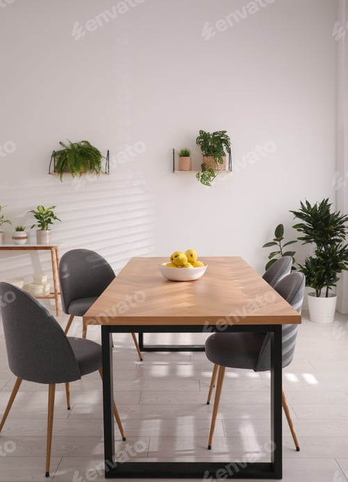 Preview: Stylish room interior with green plants. Home decoration