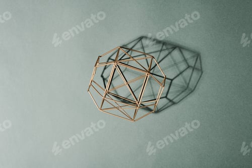 Preview: Flatlay of handmade metal wire vase or candlestick surrounded by copyspace