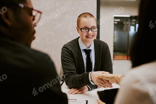 Preview: Businesswoman Greeting Her Colleagues
