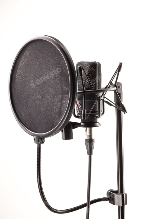 Preview: Microphone In Broadcasting Station Isolated On White