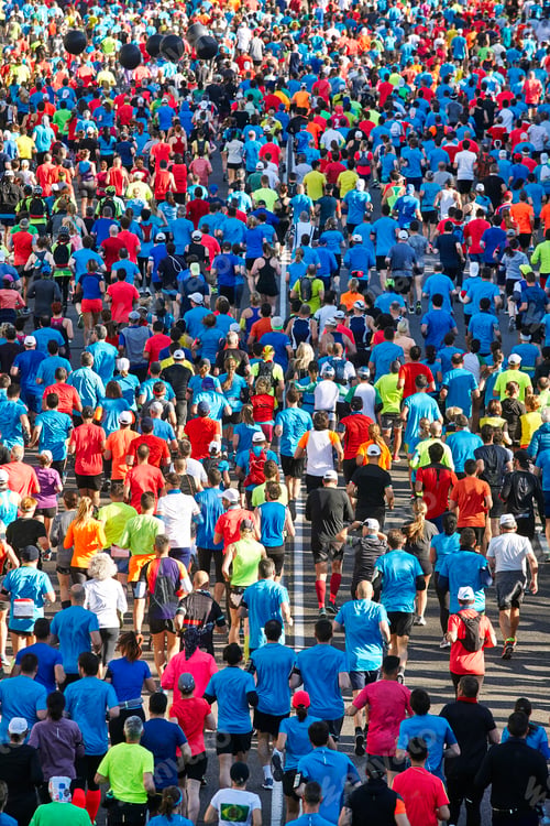 Preview: Runners on the street. Athletes in motion. Urban competition