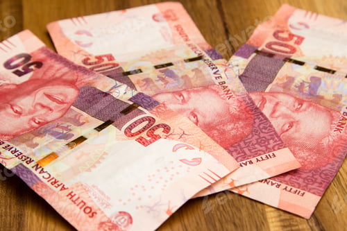 Preview: High angle closeup shot of a some cash on wooden surface