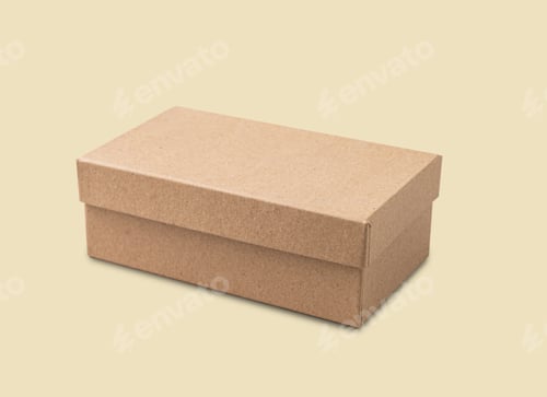 Preview: Craft box on a yellow background. The concept of ecological packaging and zero waste. Mock up