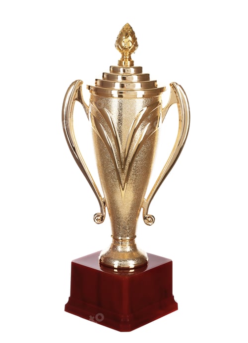 Preview: Shiny gold cup on white background. Winner's trophy