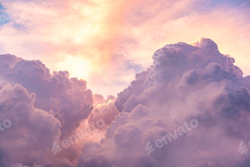 Preview: Clouds on sky sky pink and blue colors. Sky abstract background