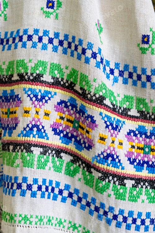 Preview: Embroidered towel. Embroidery Ukraine ornament. Ukrainian cross stitch.