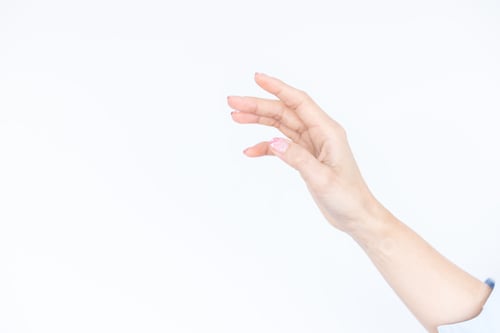 Preview: Beautiful asian woman hand isolated on white background, Empty open woman hand on white background.