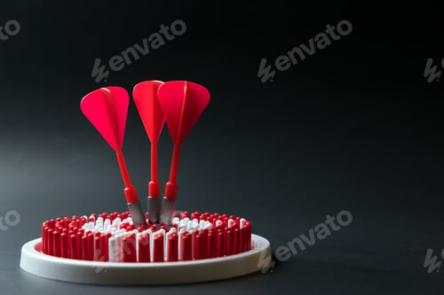 Preview: Dartboard with three dart arrows hitting the center