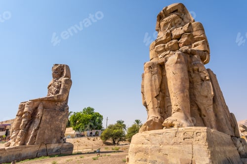 Preview: Two Egyptian sculpture in the city of Luxor along the Nile. Egypt