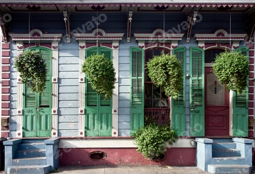 Preview: Hanging plants in front of house in New Orleans, Louisiana