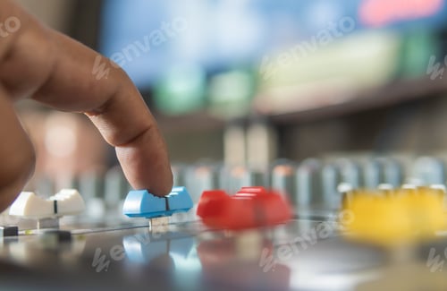 Preview: Finger pushing button equalizer sound audio for balance mixing in concert