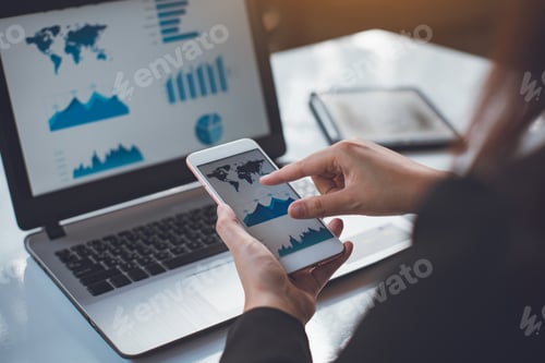 Preview: Business woman analysis financial and taxes of company