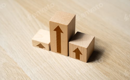 Preview: Growth graph chart from blocks with arrows.