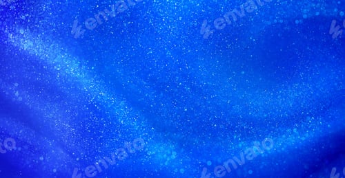 Preview: Blue liquid background with small pearlescent luminous particles