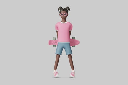 Preview: Young girl with pink skateboard