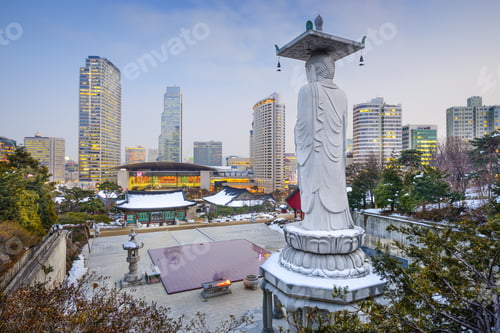 Preview: Seoul, South Korea Cityscape At The Gangnam District As Viewed From Bongeunsa Temple.