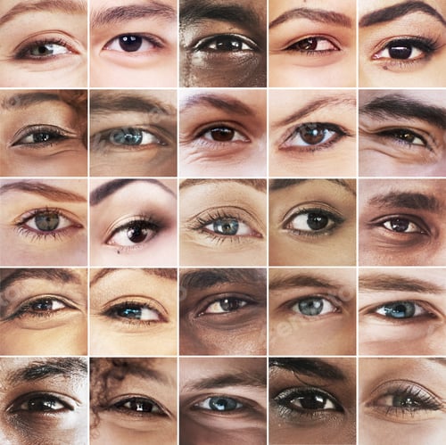 Preview: The eyes see all. Composite image of an assortment of peoples eyes.