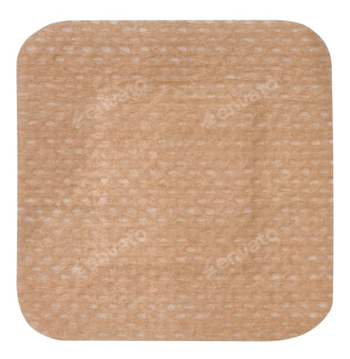 Preview: Square medical brown textile plaster on white isolated background