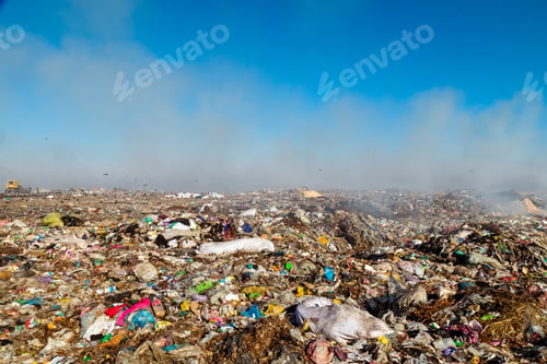 Preview: Burning trash piles in landfill