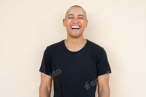 Preview: Portrait of handsome bald man laughing
