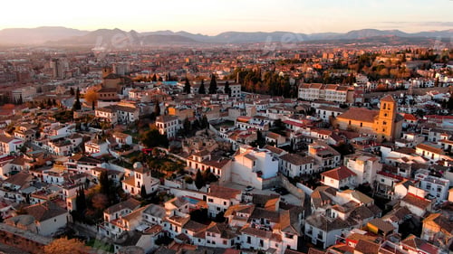 Preview: Aerial view of the Albaicin neighborhood in Granada, Andalusia, Spain