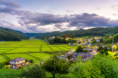 Preview: Nagano Prefecture, Japan at rural Tanokuchi Rice Terraces