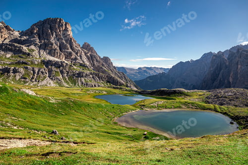 Preview: View to Schusterplatte peak in Dolomites, Europe