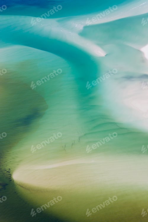 Preview: Aerial view of fresh and sea water of island inlet in the Pacific Ocean.