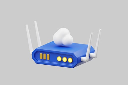 Preview: Cartoon router with cloud symbol