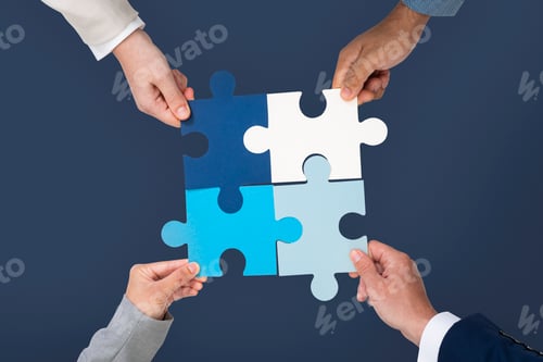 Preview: Hands holding puzzle business problem solving concept